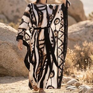 Diarrablu Printed Caftan w/ Adjustable Tie size XS(oversized)